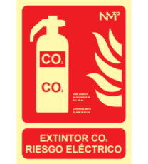 Imagen Señal extintor CO2 Riesgo eléctrico Fotoluminiscente