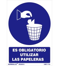 Imagen Señal es obligatorio utilizar las papeleras