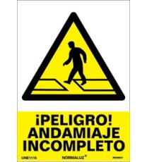 Imagen Señal peligro andamio incompleto
