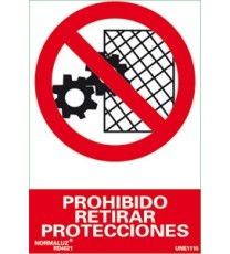 Imagen Señal prohibido retirar protecciones