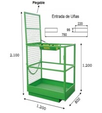 Imagen Cesta de trabajo para carretillas entrada uñas lateral