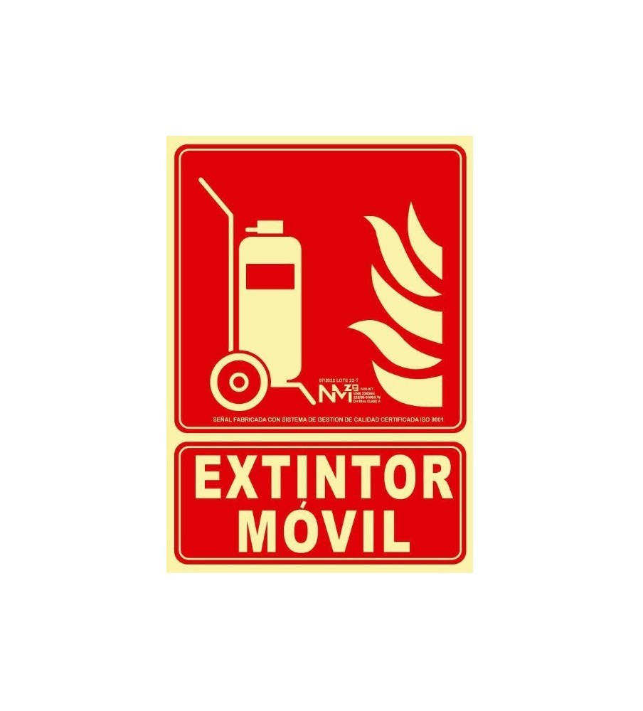 Foto Señal extintor móvil Fotoluminiscente. PVC. Medidas:21x30cm.