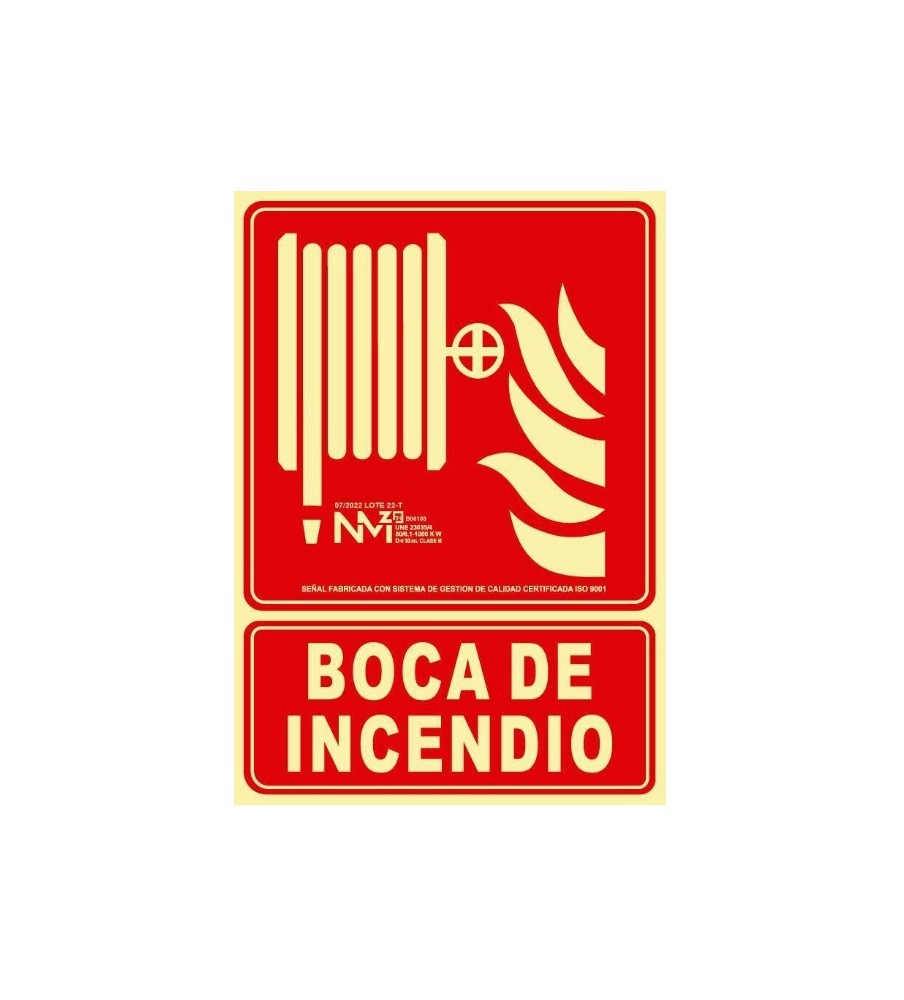 Foto Señal boca de incendio Fotoluminiscente. PVC. Medidas:21x30cm.