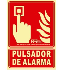 Fotografía Señal Pulsador de Alarma Fotoluminiscente. PVC. Medidas:21x30cm.