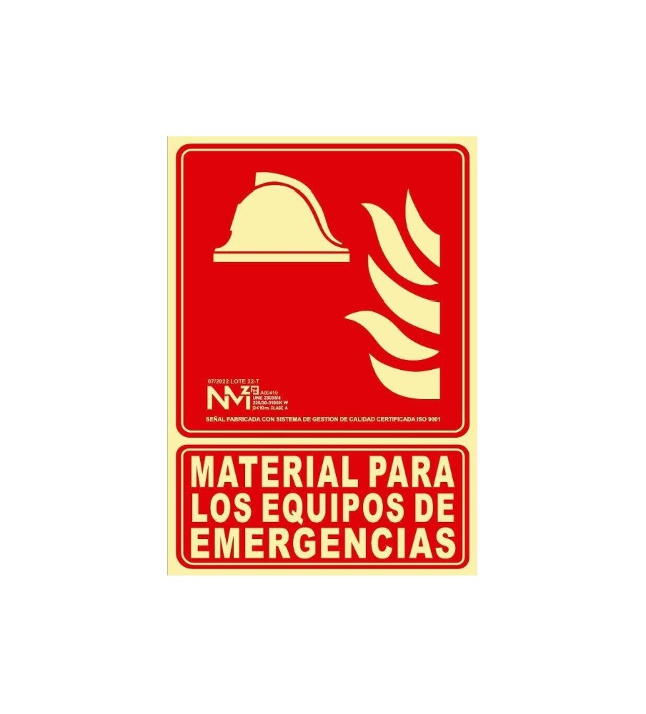 Foto Señal Material para los equipos de emergencias Fotoluminiscente. PVC. Medidas:21x30cm.