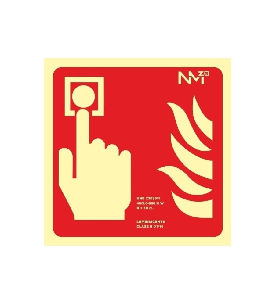 Imágenes Señal Pulsador de Alarma Fotoluminiscente