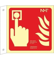 Producto Señal Banderola Pulsador de Alarma. Fotoluminiscente