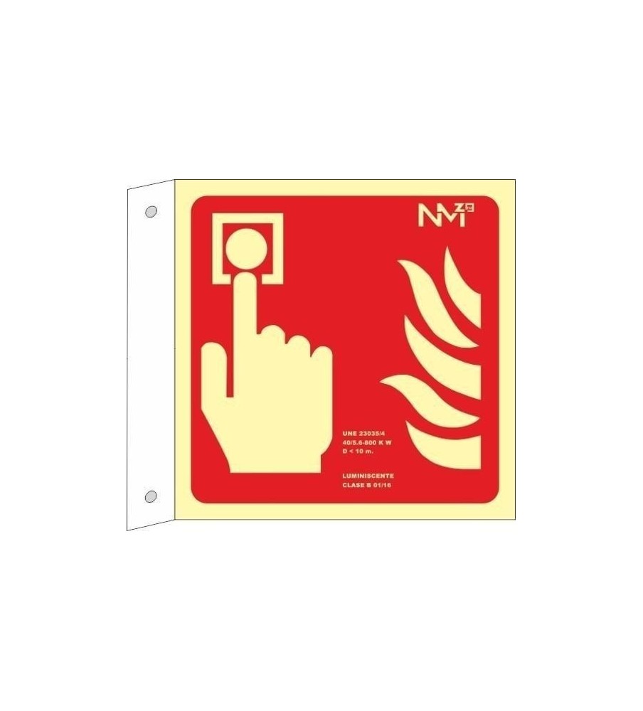 Imágenes Señal Banderola Pulsador de Alarma. Fotoluminiscente