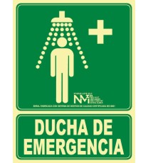 Fotografía Señal Ducha de Emergencia Fotoluminiscente. PVC. Medidas:21x30cm.Medidas:21x30cm.