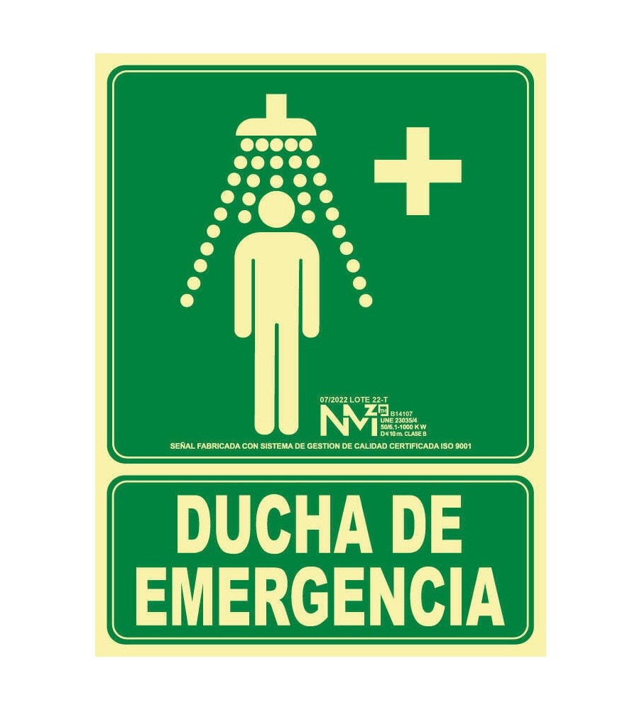 Foto Señal Ducha de Emergencia Fotoluminiscente. PVC. Medidas:21x30cm.Medidas:21x30cm.