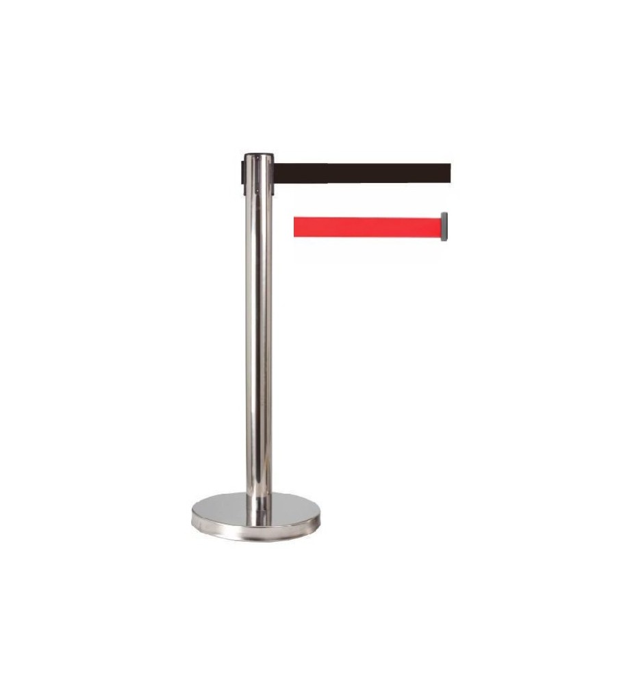 Foto Poste metálico de acero inoxidable con cinta retráctil extensible