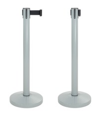 Producto Poste metálico color gris con cinta extensible