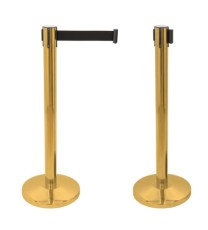 Producto Poste de cinta retráctil color dorado con cinta extensible