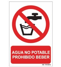 Producto señal agua no potable prohibido beber