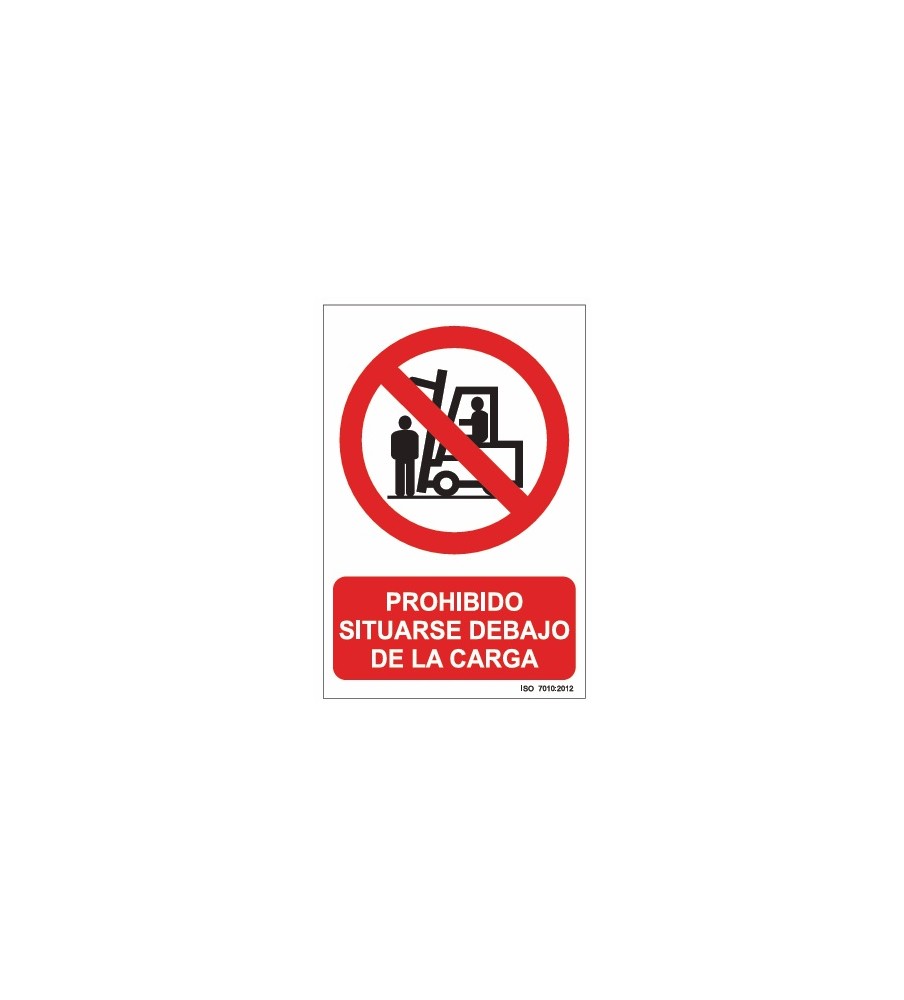 Imágenes señal prohibido situarse debajo de la carga