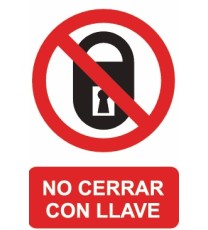 Producto señal no cerrar con llave