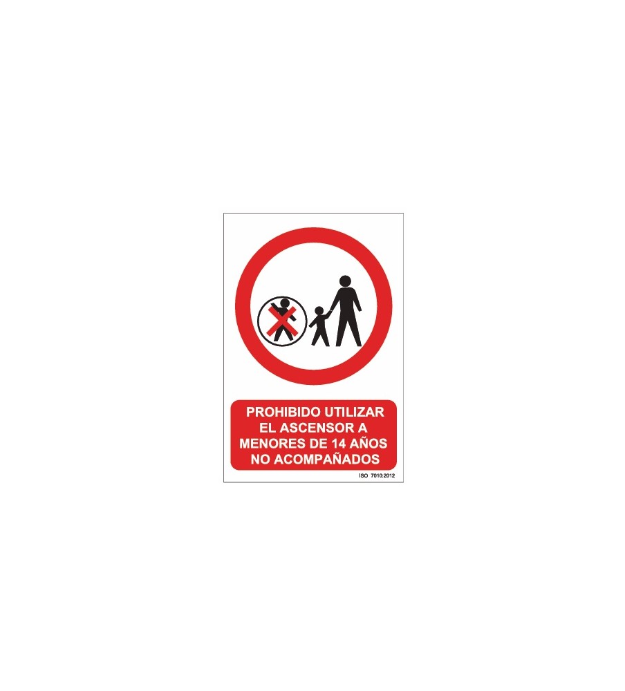Imágenes Señal Prohibido utilizar el ascensor a menores de 14 años no acompañados