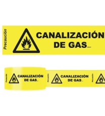Producto cinta para señalizar y localizar canalizaciones de gas bajo tierra
