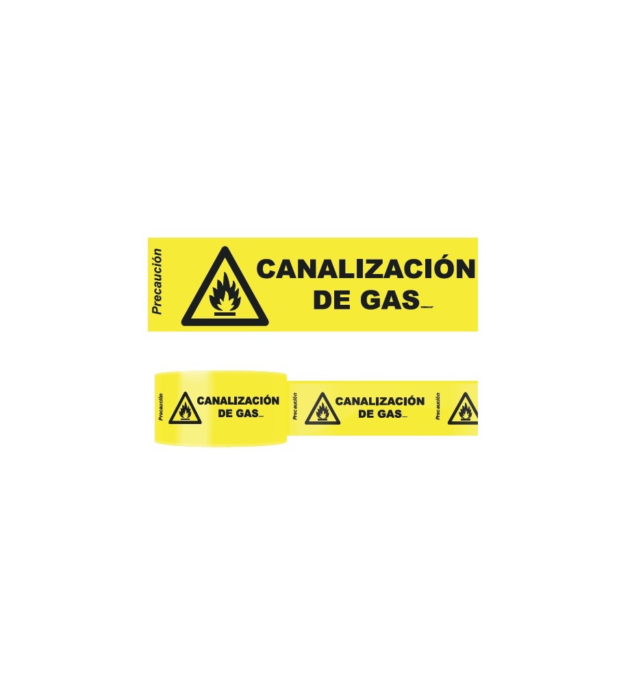 Imágenes cinta para señalizar y localizar canalizaciones de gas bajo tierra